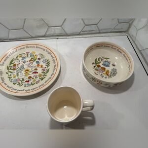 Lenox Gentle Friends 3 Piece Children’s Dining Set Mug, Bowl & Plate Vintage